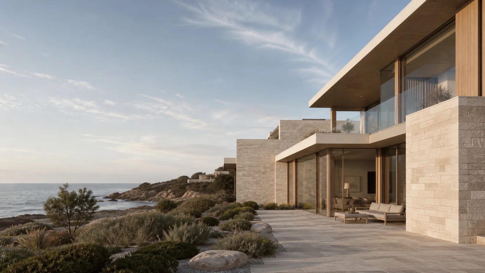 Fictional contemporary coastal residence used in the Monument Residences website concept